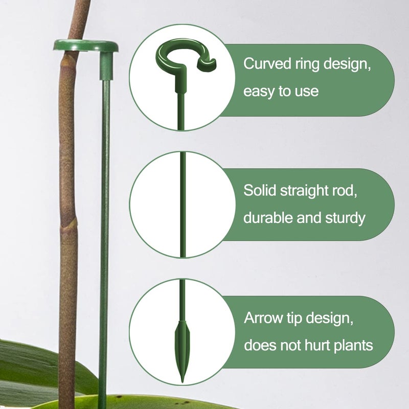 LUCKJUJU 30 Pcs Plant Support Stakes with 30 Pcs Plant Clips Garden Floral Flower Support Single Stem Support Stake for Phalaenopsis Orchid Flower Roses Amaryllis - Image 2